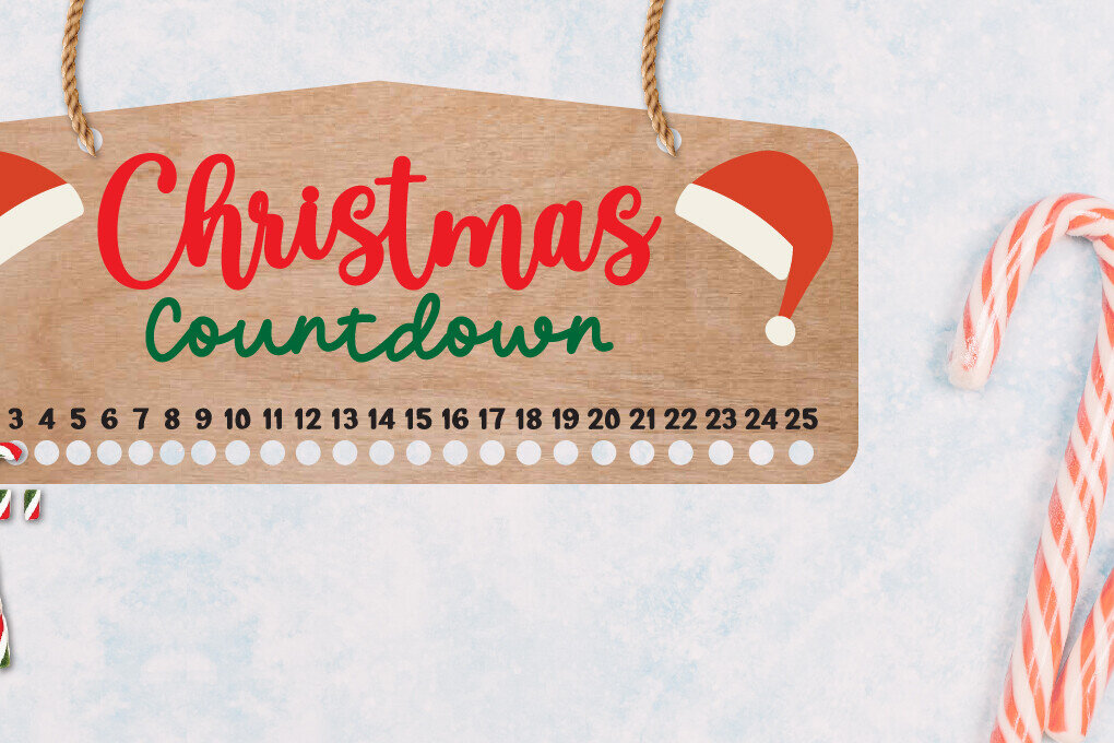 Σετ των 2 Intra απο ξύλο plywood 3mm-4mm πάχος Χριστουγεννιάτικη αντίστροφη μέτρηση | Candy Cane Δίασταση 15x15 cm INTRAFABR-109342756