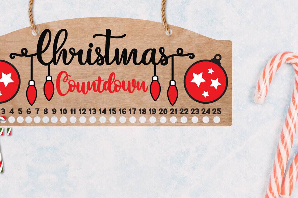 Σετ των 2 Intra απο ξύλο plywood 3mm-4mm πάχος Χριστουγεννιάτικη αντίστροφη μέτρηση | Candy Cane Δίασταση 15x15 cm INTRAFABR-109717932