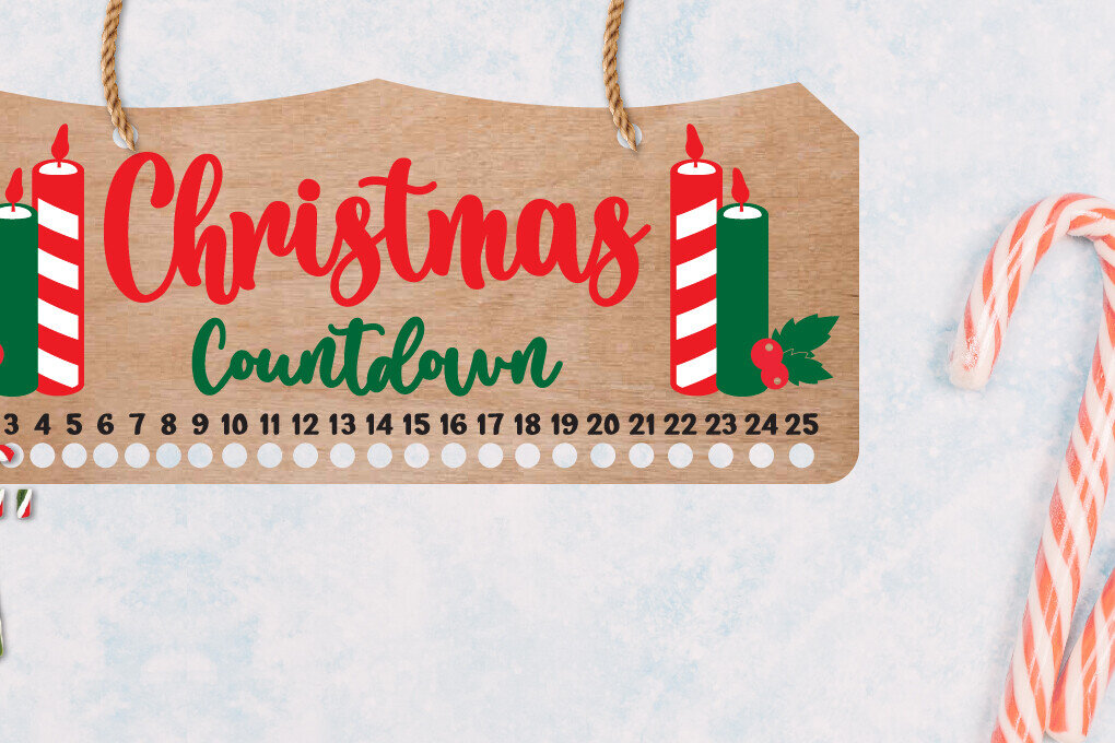 Σετ των 2 Intra απο ξύλο plywood 3mm-4mm πάχος Χριστουγεννιάτικη αντίστροφη μέτρηση | Candy Cane Δίασταση 15x15 cm INTRAFABR-110036137