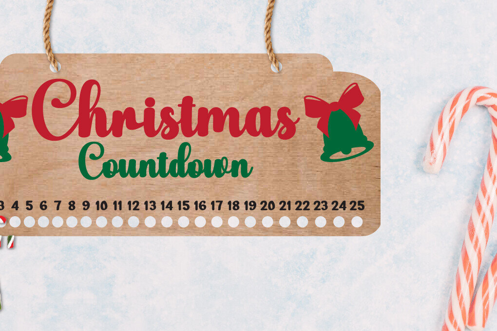 Σετ των 2 Intra απο ξύλο plywood 3mm-4mm πάχος Χριστουγεννιάτικη αντίστροφη μέτρηση | Candy Cane Δίασταση 15x15 cm INTRAFABR-110564724