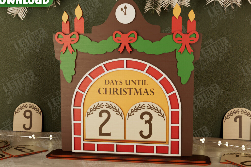 Σετ των 2 Intra απο ξύλο plywood 3mm-4mm πάχος Χριστουγεννιάτικη αντίστροφη μέτρηση | Χριστουγεννιάτικο ημερολόγιο Δίασταση 15x15 cm INTRAFABR-106126215