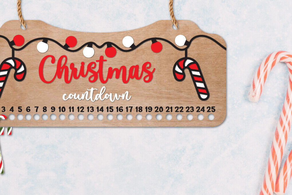 Σετ των 2 Intra απο ξύλο plywood 3mm-4mm πάχος Χριστουγεννιάτικη αντίστροφη μέτρηση | Χριστουγεννιάτικο ημερολόγιο Δίασταση 15x15 cm INTRAFABR-108570767