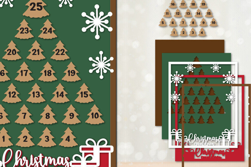 Intra απο ξύλο plywood 3mm-4mm πάχος Χριστουγεννιάτικη αντίστροφη μέτρηση | Χριστουγεννιάτικο ημερολόγιο Δίασταση 15x15 cm INTRAFABR-108629924