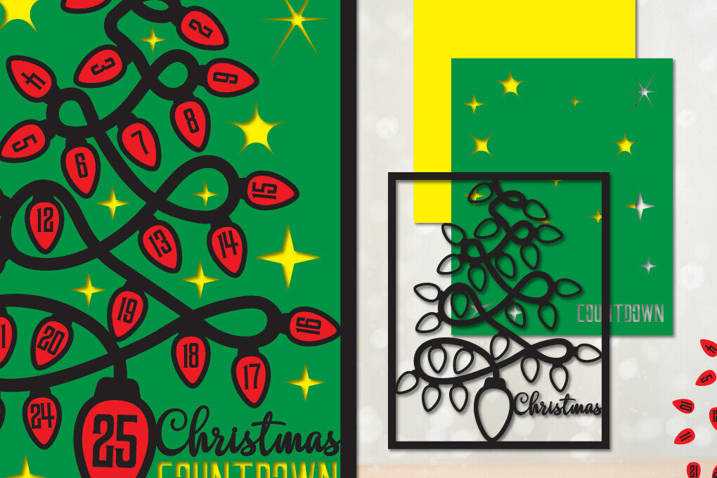 Σετ των 2 Intra απο ξύλο plywood 3mm-4mm πάχος Χριστουγεννιάτικη αντίστροφη μέτρηση | Χριστουγεννιάτικο ημερολόγιο Δίασταση 15x15 cm INTRAFABR-108889109