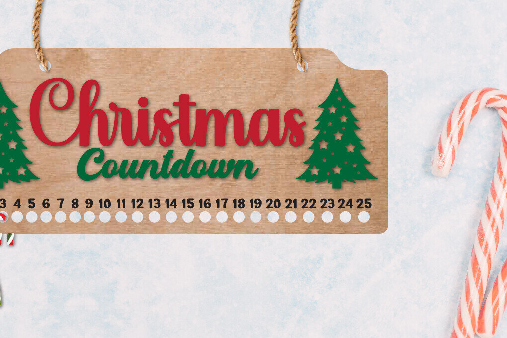 Σετ των 2 Intra απο ξύλο plywood 3mm-4mm πάχος Χριστουγεννιάτικη αντίστροφη μέτρηση | Χριστουγεννιάτικο ημερολόγιο Δίασταση 15x15 cm INTRAFABR-109132297