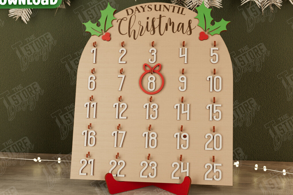 Σετ των 2 Intra απο ξύλο plywood 3mm-4mm πάχος Χριστουγεννιάτικη αντίστροφη μέτρηση | Χριστουγεννιάτικο ημερολόγιο Δίασταση 15x15 cm INTRAFABR-106126094