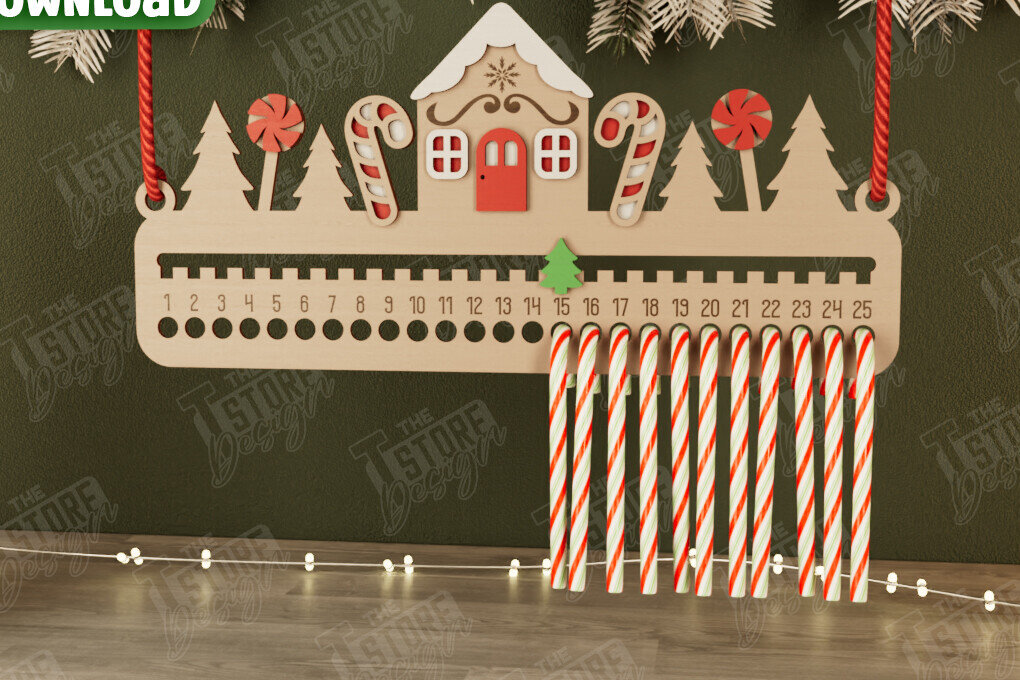 Σετ των 2 Intra απο ξύλο plywood 3mm-4mm πάχος Χριστουγεννιάτικη αντίστροφη μέτρηση | Χριστουγεννιάτικο ημερολόγιο Δίασταση 15x15 cm INTRAFABR-106126110