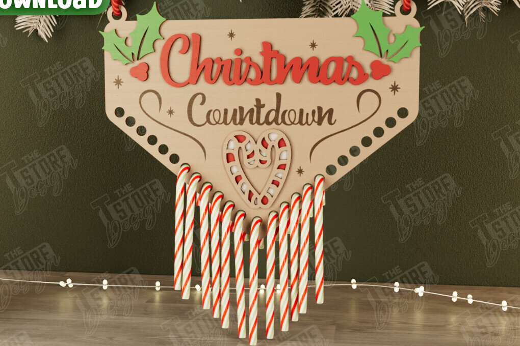 Σετ των 2 Intra απο ξύλο plywood 3mm-4mm πάχος Χριστουγεννιάτικη αντίστροφη μέτρηση | Χριστουγεννιάτικο ημερολόγιο Δίασταση 15x15 cm INTRAFABR-106126167