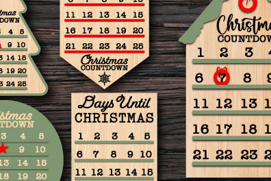 Σετ των 2 Intra απο ξύλο plywood 3mm-4mm πάχος αποκοπής λέιζερ αντίστροφης μέτρησης Χριστουγέννων Δίασταση 15x15 cm INTRAFABR-80675174