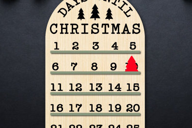 Σετ των 2 Intra απο ξύλο plywood 3mm-4mm πάχος Γραφικό κοπής με λέιζερ αντίστροφη μέτρηση Χριστουγέννων Δίασταση 15x15 cm INTRAFABR-85454185