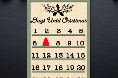 Σετ των 2 Intra απο ξύλο plywood 3mm-4mm πάχος Γραφικό κοπής με λέιζερ αντίστροφη μέτρηση Χριστουγέννων Δίασταση 15x15 cm INTRAFABR-85454166