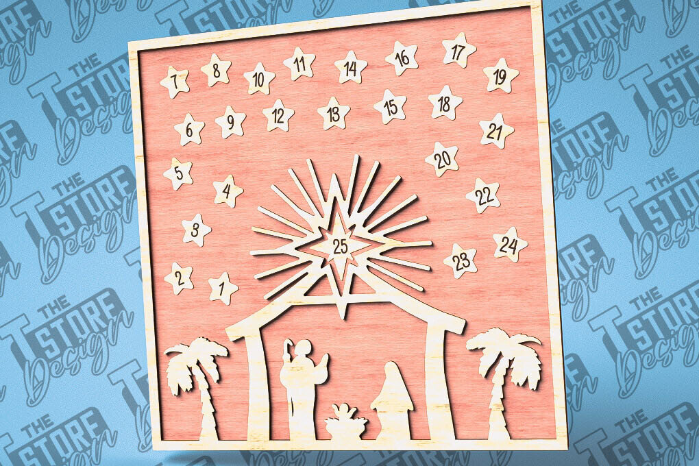 Intra απο ξύλο plywood 3mm-4mm πάχος Χριστουγεννιάτικη Αντίστροφη μέτρηση με Design Δίασταση 15x15 cm INTRAFABR-79767373