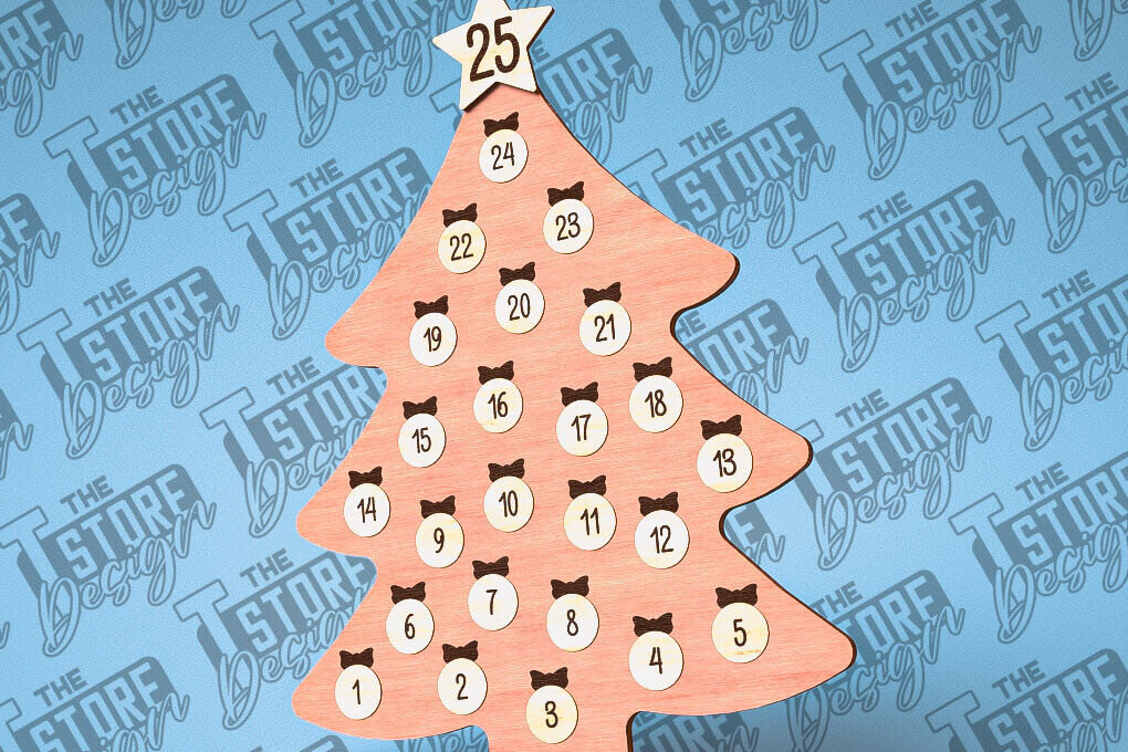 Σετ των 2 Intra απο ξύλο plywood 3mm-4mm πάχος Χριστουγεννιάτικη Αντίστροφη μέτρηση με Design Δίασταση 15x15 cm INTRAFABR-79767251