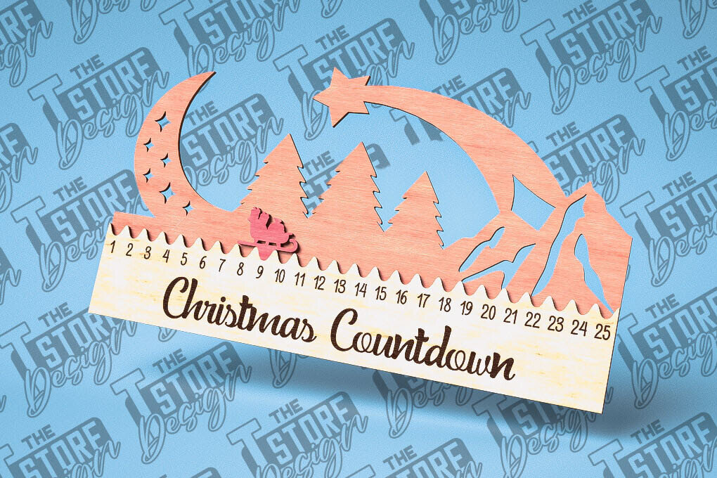 Σετ των 2 Intra απο ξύλο plywood 3mm-4mm πάχος Χριστουγεννιάτικη Αντίστροφη μέτρηση με Design Δίασταση 15x15 cm INTRAFABR-79767320