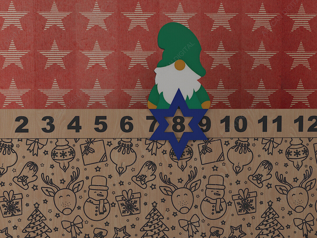 Σετ των 2 Intra απο ξύλο plywood 3mm-4mm πάχος Χριστουγεννιάτικη αντίστροφη μέτρηση Ημερολόγιο Noel Xmas Δίασταση 15x15 cm INTRAFABR-79635681