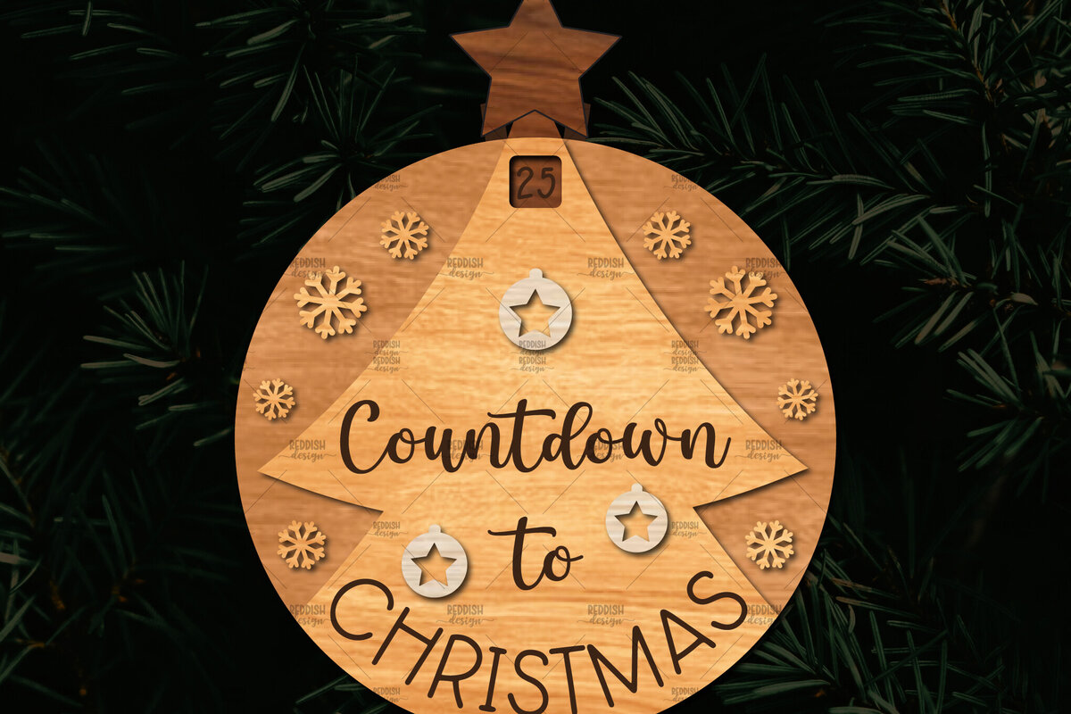 Σετ των 3 Intra απο ξύλο plywood 3mm-4mm πάχος Χριστουγεννιάτικο στολίδι αντίστροφης μέτρησης Δίασταση 8x8 cm INTRAFABR-107492240