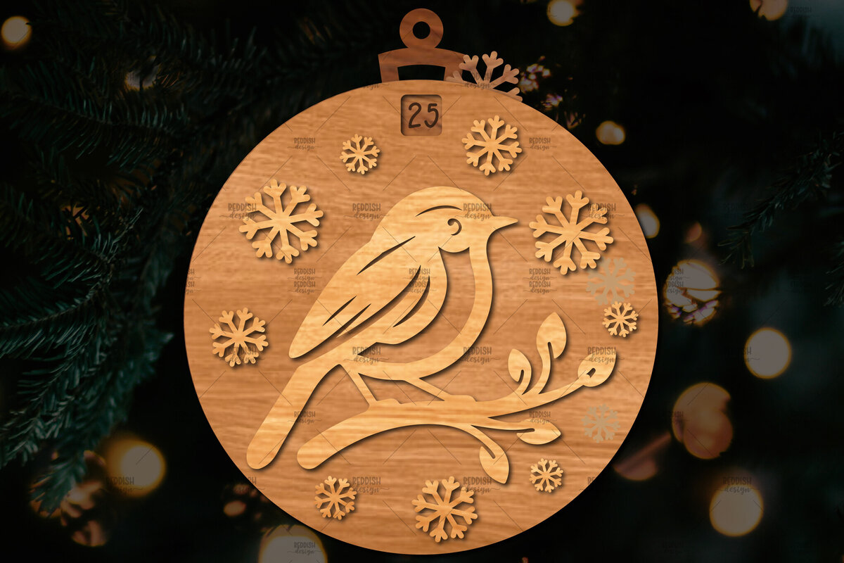 Σετ των 3 Intra απο ξύλο plywood 3mm-4mm πάχος Χριστουγεννιάτικο στολίδι αντίστροφης μέτρησης Δίασταση 8x8 cm INTRAFABR-107491870