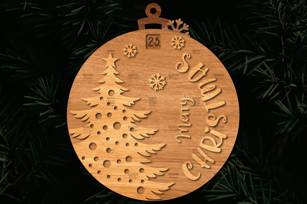 Σετ των 3 Intra απο ξύλο plywood 3mm-4mm πάχος Χριστουγεννιάτικο στολίδι αντίστροφης μέτρησης Δίασταση 8x8 cm INTRAFABR-107491937