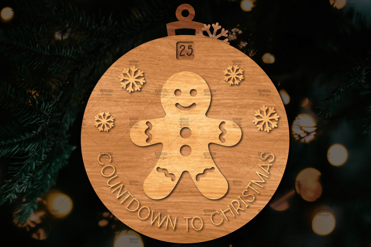 Σετ των 3 Intra απο ξύλο plywood 3mm-4mm πάχος Χριστουγεννιάτικο στολίδι αντίστροφης μέτρησης Δίασταση 8x8 cm INTRAFABR-107492109