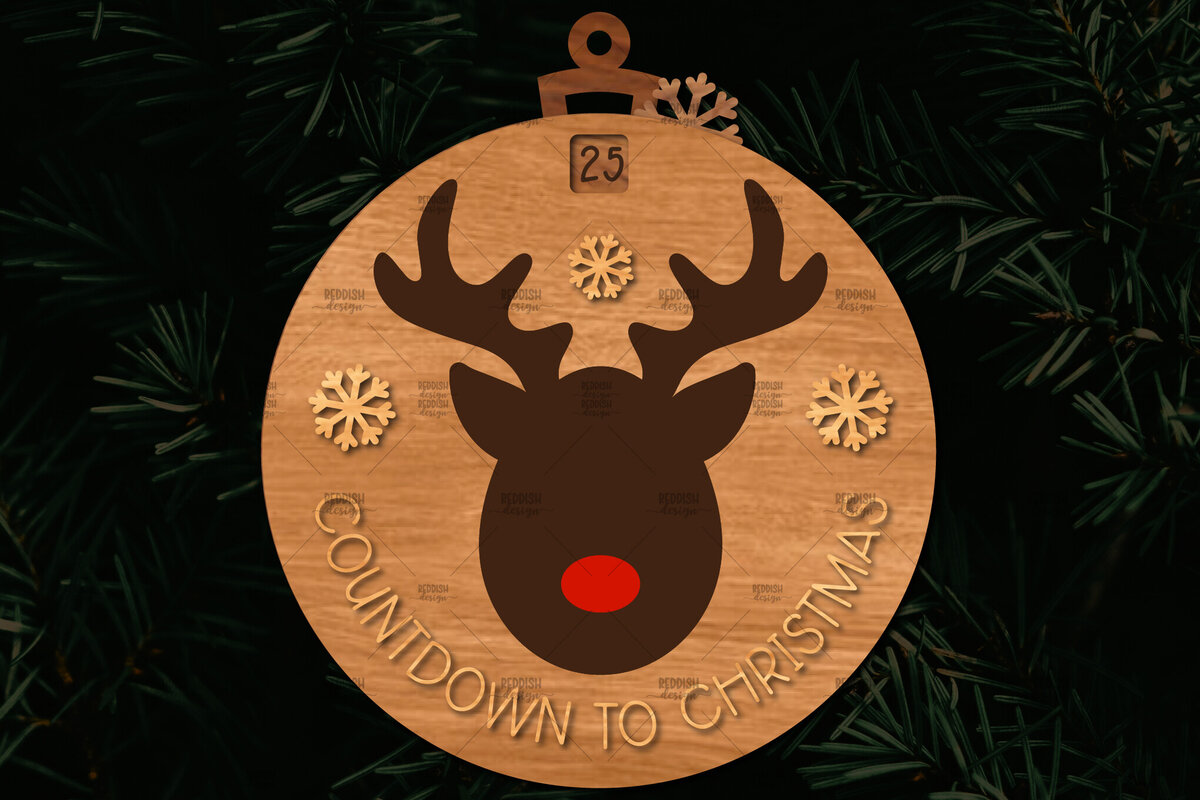 Σετ των 3 Intra απο ξύλο plywood 3mm-4mm πάχος Χριστουγεννιάτικο στολίδι αντίστροφης μέτρησης Δίασταση 8x8 cm INTRAFABR-107492130