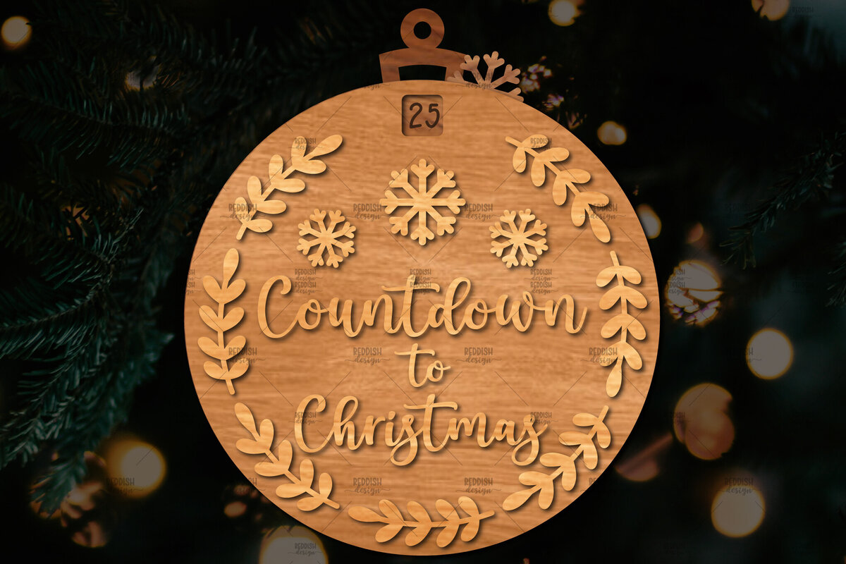 Σετ των 3 Intra απο ξύλο plywood 3mm-4mm πάχος Χριστουγεννιάτικο στολίδι αντίστροφης μέτρησης Δίασταση 8x8 cm INTRAFABR-107491835