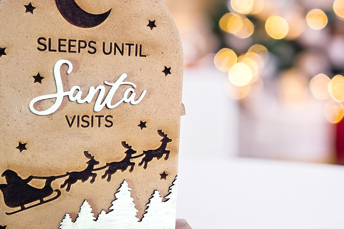 Σετ των 2 Intra απο ξύλο plywood 3mm-4mm πάχος Χριστουγεννιάτικη αντίστροφη μέτρηση συρόμενη Δίασταση 15x15 cm INTRAFABR-110300517