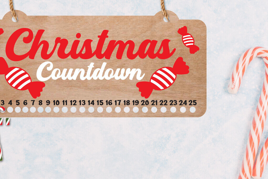 Σετ των 2 Intra απο ξύλο plywood 3mm-4mm πάχος Αντίστροφη μέτρηση Χριστουγέννων|Ημερολόγιο Candy Cane Δίασταση 15x15 cm INTRAFABR-109582188