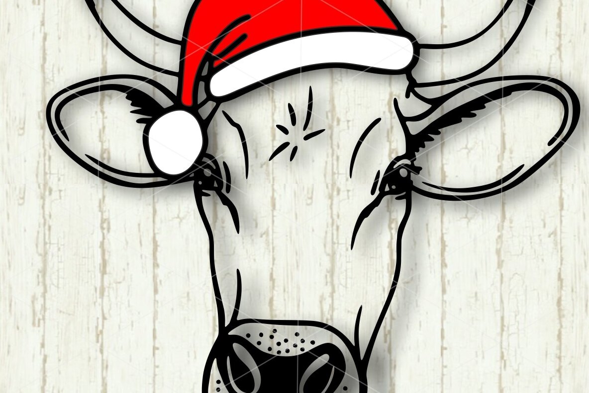 Σετ των 2 Intra απο ξύλο plywood 3mm-4mm πάχος Christmas Cow Santa Animals , Φάρμα Δίασταση 15x15 cm INTRAFABR-111137643