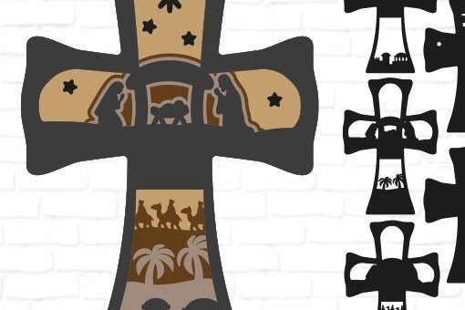 Intra απο ξύλο plywood 3mm-4mm πάχος Χριστουγεννιάτικη Κούνια Χριστιανικός Σταυρός Δίασταση 30x20 cm INTRAFABR-37220785