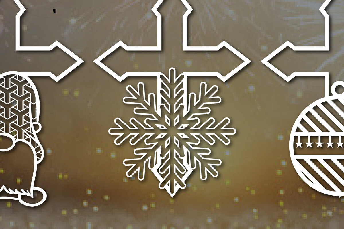 Σετ των 2 Intra απο ξύλο plywood 3mm-4mm πάχος Χριστουγεννιάτικος Σταυρός με Element Δίασταση 25x25 cm INTRAFABR-52558624