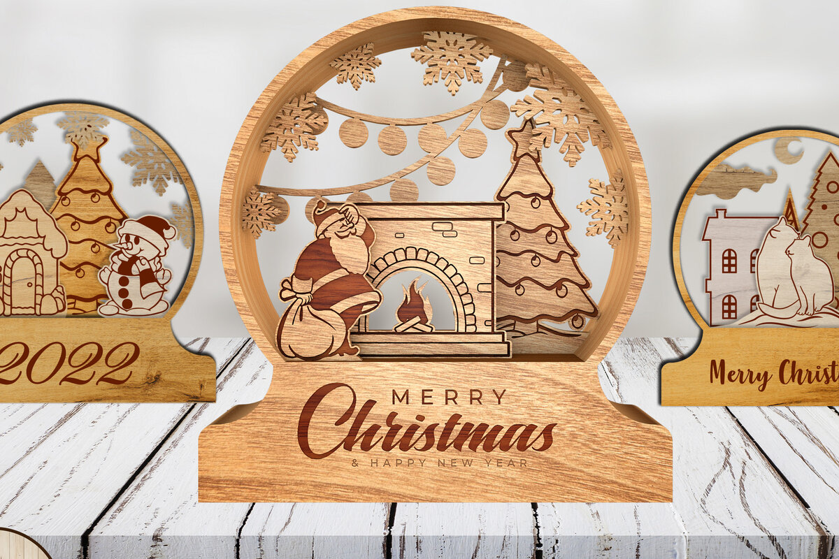 Σετ των 3 Intra απο ξύλο plywood 3mm-4mm πάχος Χριστουγεννιάτικες Κρυστάλλινες Μπάλες Δίασταση 4x4 cm INTRAFABR-19337043