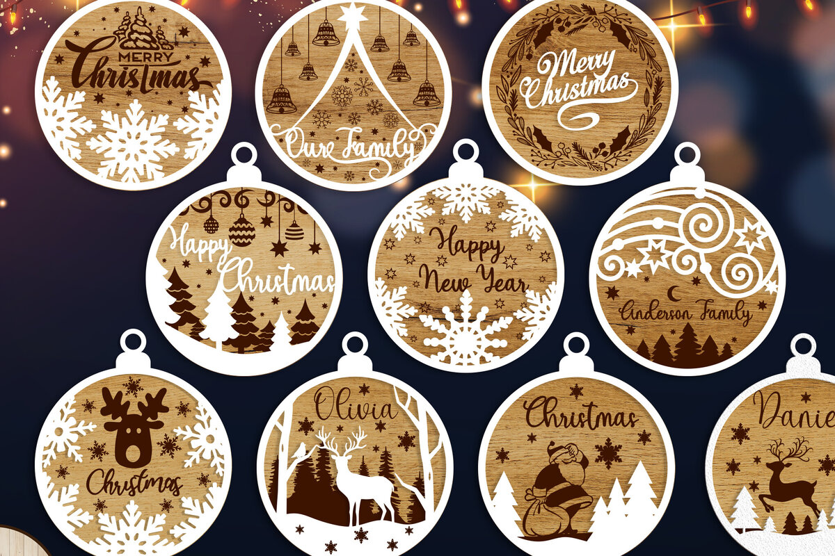 Σετ των 3 Intra απο ξύλο plywood 3mm-4mm πάχος Χριστουγεννιάτικο στολιδιών με προσαρμοσμένο όνομα Δίασταση 4x4 cm INTRAFABR-109584772