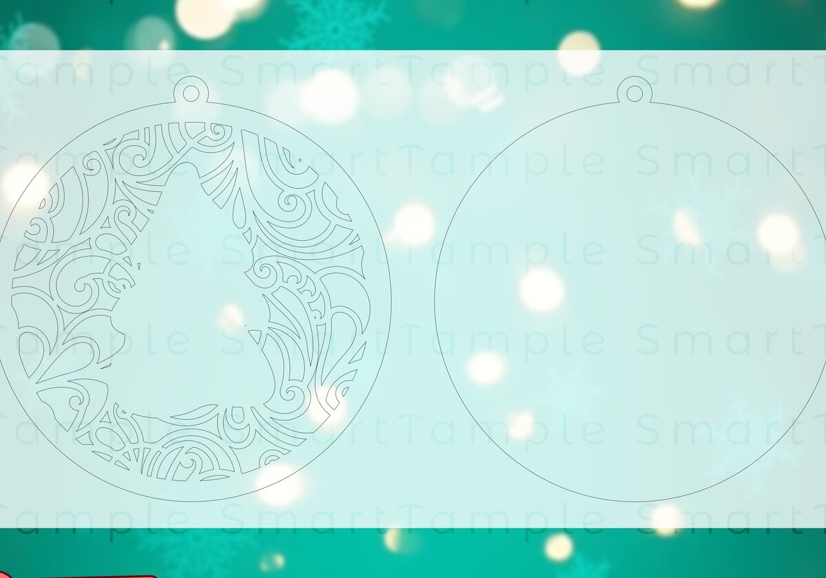 Σετ των 3 Intra απο ξύλο plywood 3mm-4mm πάχος Christmas Cut  , Glowforge Cricut Δίασταση 8x8 cm INTRAFABR-84292362