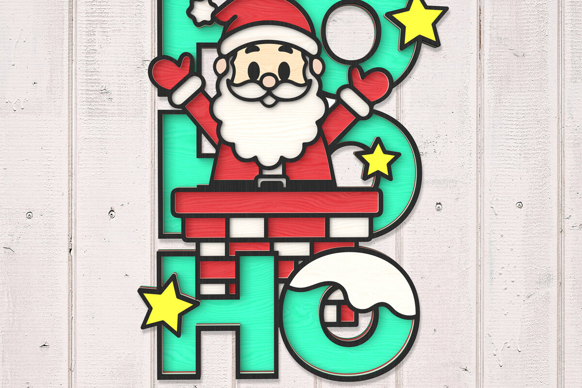 Intra απο ξύλο plywood 3mm-4mm πάχος Χριστουγεννιάτικο χαριτωμένο Santa HOHOHO Σημάδι Δίασταση 30x20 cm INTRAFABR-106853553