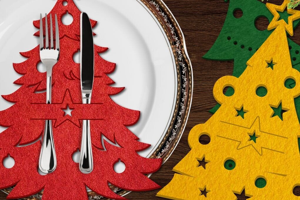 Intra απο ξύλο plywood 3mm-4mm πάχος Χριστουγεννιάτικες θήκες για μαχαιροπίρουνα Δίασταση 15x15 cm INTRAFABR-104822684