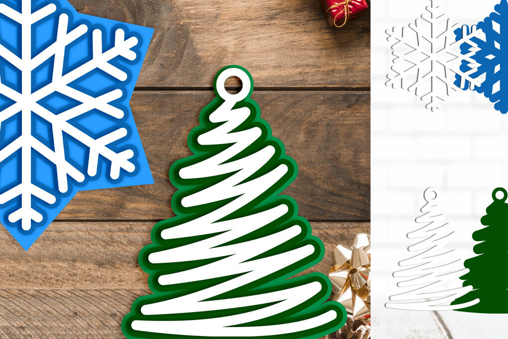 Σετ των 2 Intra απο ξύλο plywood 3mm-4mm πάχος Χριστουγεννιάτικο ντεκόρ τρισδιάστατο χαρτί με στρώσεις Δίασταση 15x15 cm INTRAFABR-80627851