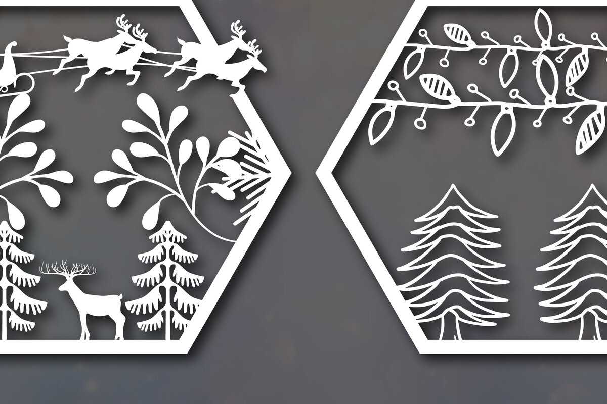 Σετ των 2 Intra απο ξύλο plywood 3mm-4mm πάχος Χριστουγεννιάτικο ντεκόρ Cut  Δίασταση 25x25 cm INTRAFABR-49957999