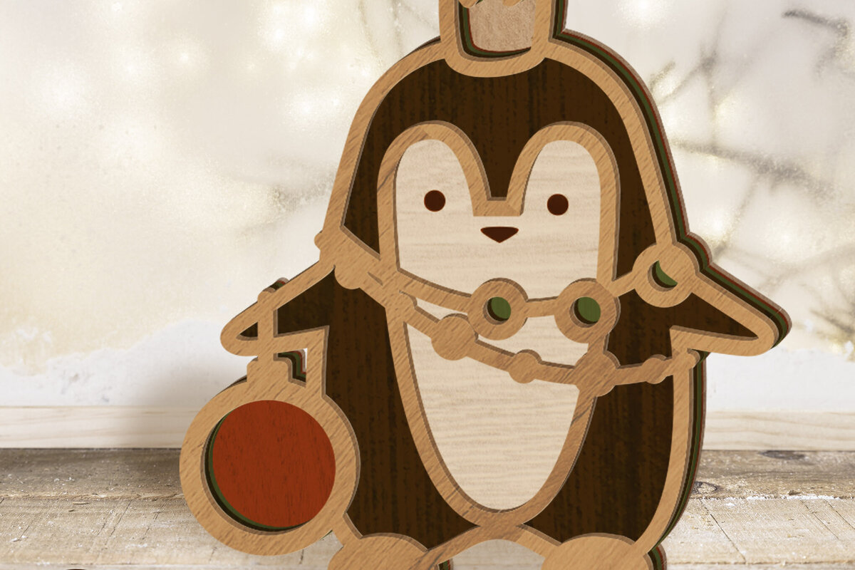 Σετ των 3 Intra απο ξύλο plywood 3mm-4mm πάχος ΧΡΙΣΤΟΥΓΕΝΝΙΑΤΙΚΗ ΔΕΚΟΡ,Penguin Δίασταση 3x3 cm INTRAFABR-81932693