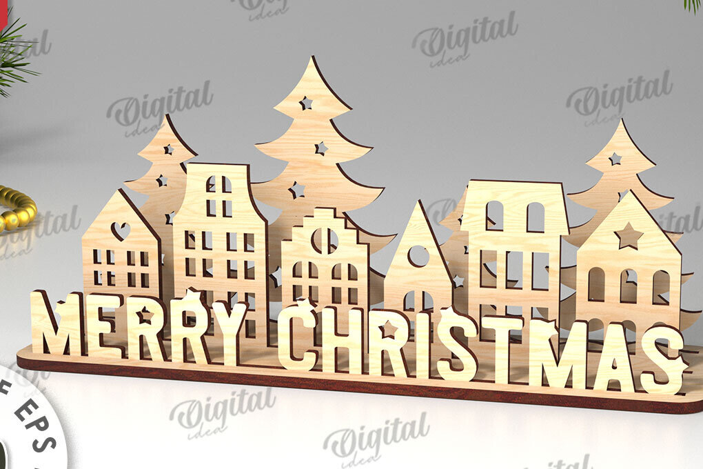 Σετ των 2 Intra απο ξύλο plywood 3mm-4mm πάχος Χριστουγεννιάτικη διακόσμηση σχέδιο κοπής με λέιζερ Δίασταση 15x15 cm INTRAFABR-109660758