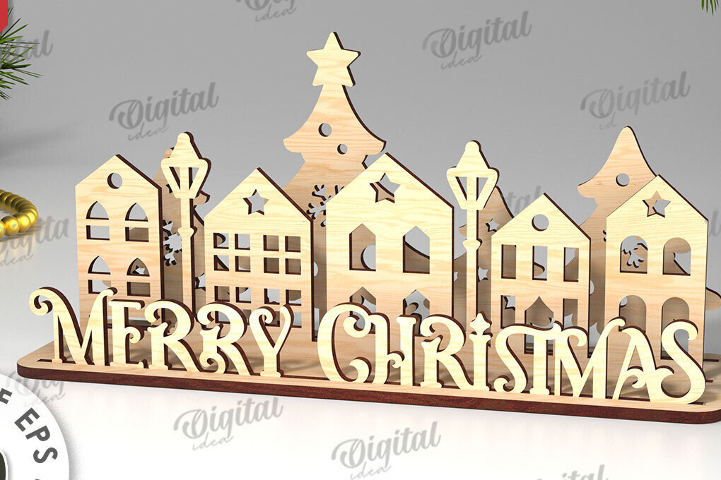 Σετ των 2 Intra απο ξύλο plywood 3mm-4mm πάχος Χριστουγεννιάτικη διακόσμηση σχέδιο κοπής με λέιζερ Δίασταση 15x15 cm INTRAFABR-109660597