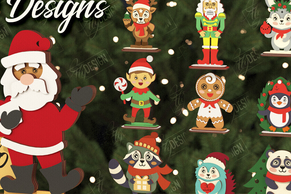 Σετ των 2 Intra απο ξύλο plywood 3mm-4mm πάχος Χριστουγεννιάτικων Διακοσμήσεων | CNC Δίασταση 15x15 cm INTRAFABR-106662834