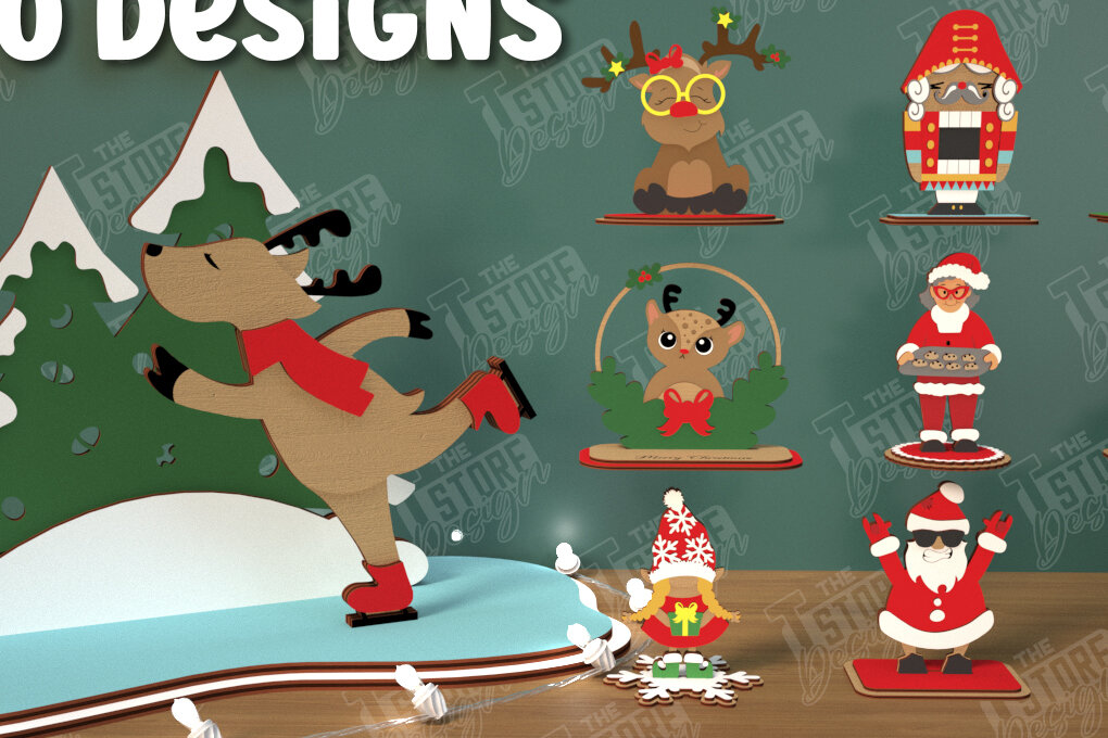 Σετ των 2 Intra απο ξύλο plywood 3mm-4mm πάχος Χριστουγεννιάτικων Διακοσμήσεων | CNC Δίασταση 15x15 cm INTRAFABR-106887019