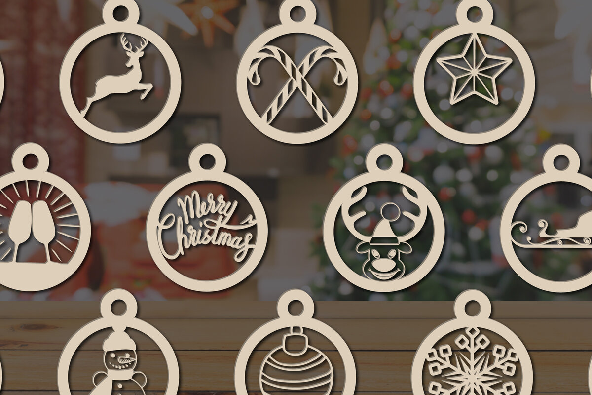 Σετ των 2 Intra απο ξύλο plywood 3mm-4mm πάχος Χριστουγεννιάτικων Διακοσμήσεων 2 Δίασταση 15x15 cm INTRAFABR-19020900