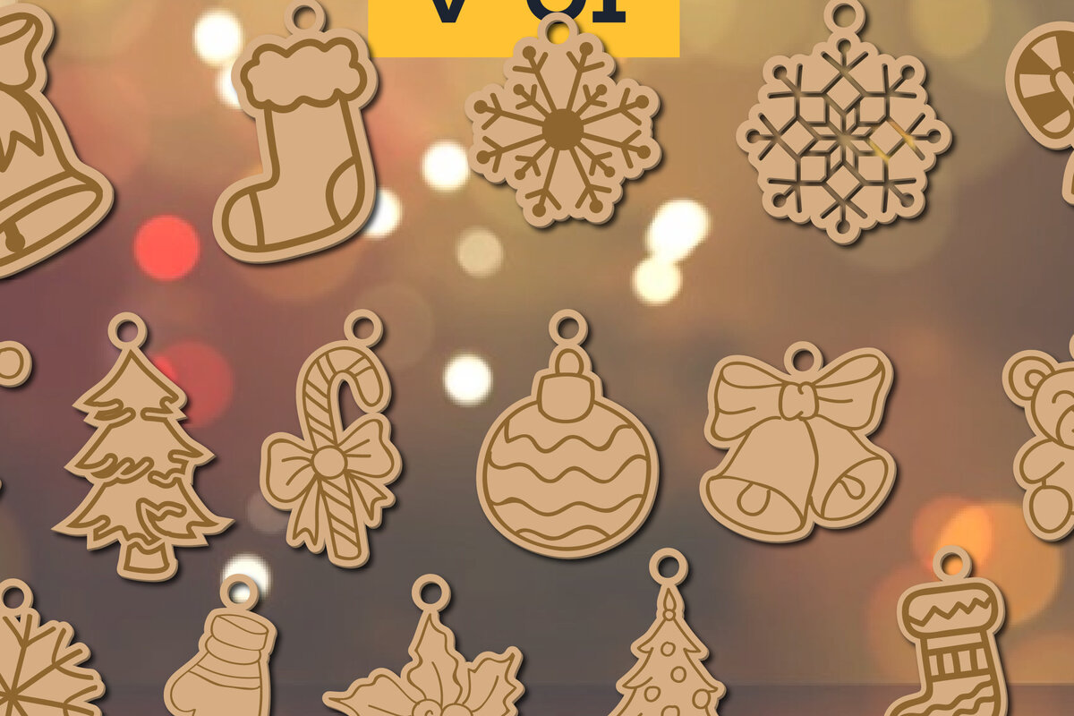 Σετ των 2 Intra απο ξύλο plywood 3mm-4mm πάχος Χριστουγεννιάτικων Διακοσμήσεων Δίασταση 15x15 cm INTRAFABR-19298164