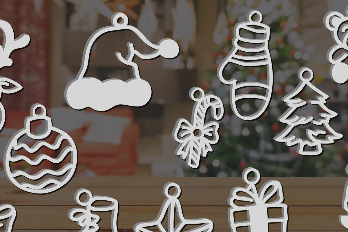 Σετ των 2 Intra απο ξύλο plywood 3mm-4mm πάχος Χριστουγεννιάτικων Διακοσμήσεων Δίασταση 15x15 cm INTRAFABR-19019837