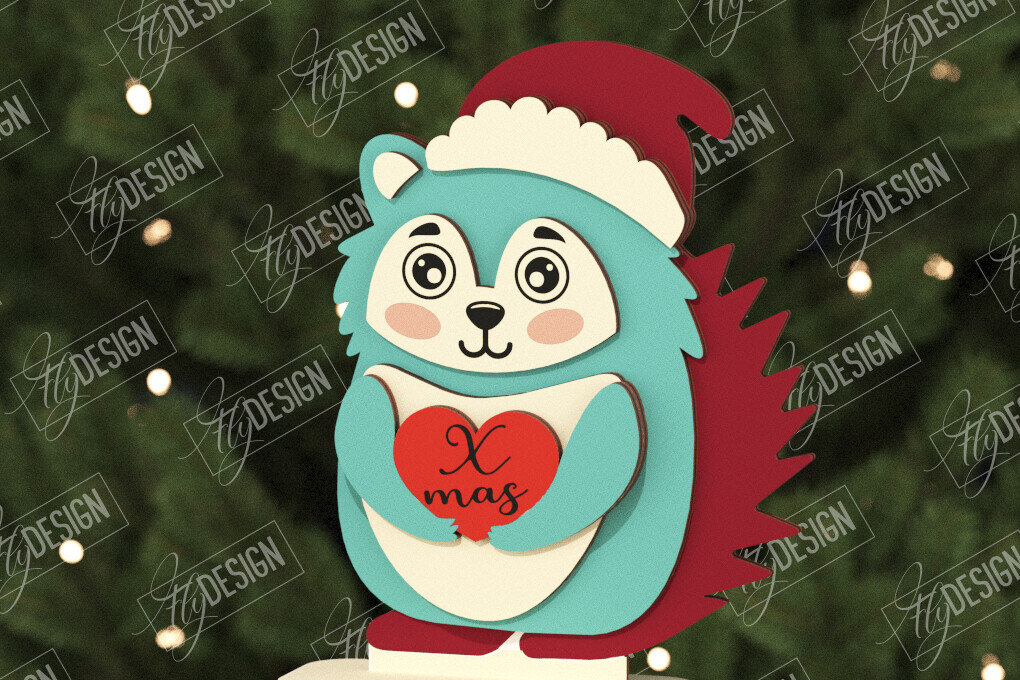 Σετ των 2 Intra απο ξύλο plywood 3mm-4mm πάχος Χριστουγεννιάτικα Διακοσμητικά |Ειδώλιο Σκαντζόχοιρος Δίασταση 15x15 cm INTRAFABR-106662593