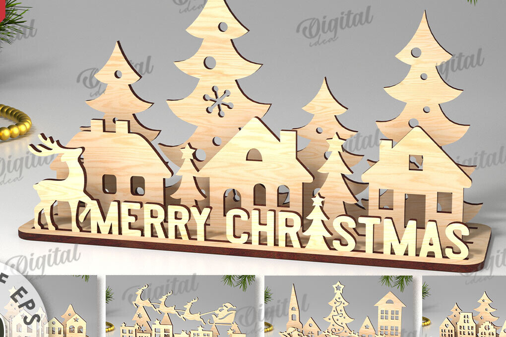 Σετ των 2 Intra απο ξύλο plywood 3mm-4mm πάχος Χριστουγεννιάτικα Διακοσμητικά Δέσμη κοπής με λέιζερ Δίασταση 15x15 cm INTRAFABR-109665490