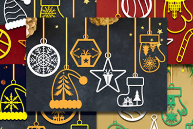 Σετ των 2 Intra απο ξύλο plywood 3mm-4mm πάχος ΧΡΙΣΤΟΥΓΕΝΝΙΑΤΙΚΑ Διακοσμητικά Δέσμη κοπής με λέιζερ Δίασταση 15x15 cm INTRAFABR-51555503