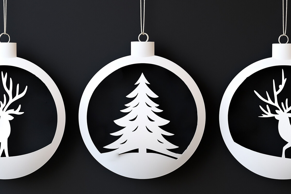 Σετ των 3 Intra απο ξύλο plywood 3mm-4mm πάχος Χριστουγεννιάτικα στολίδια Cut Δίασταση 8x8 cm INTRAFABR-109132281