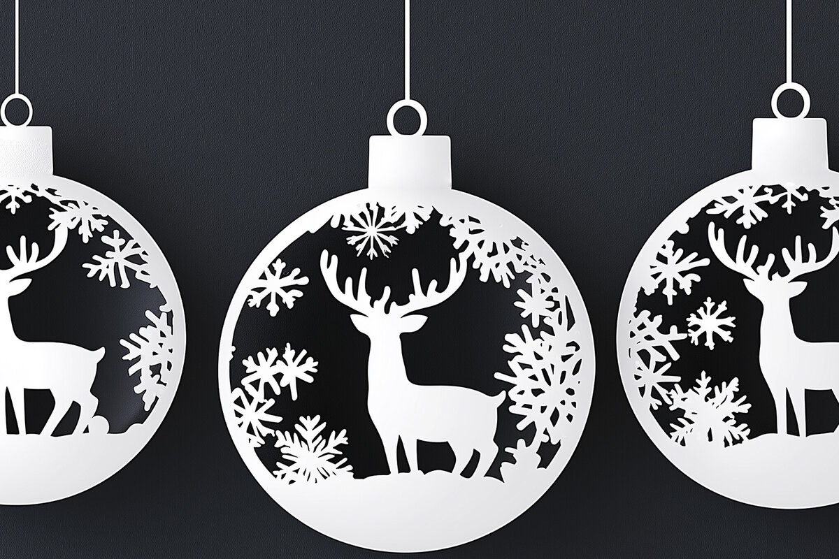 Σετ των 3 Intra απο ξύλο plywood 3mm-4mm πάχος Χριστουγεννιάτικα στολίδια Cut Δίασταση 8x8 cm INTRAFABR-109148794